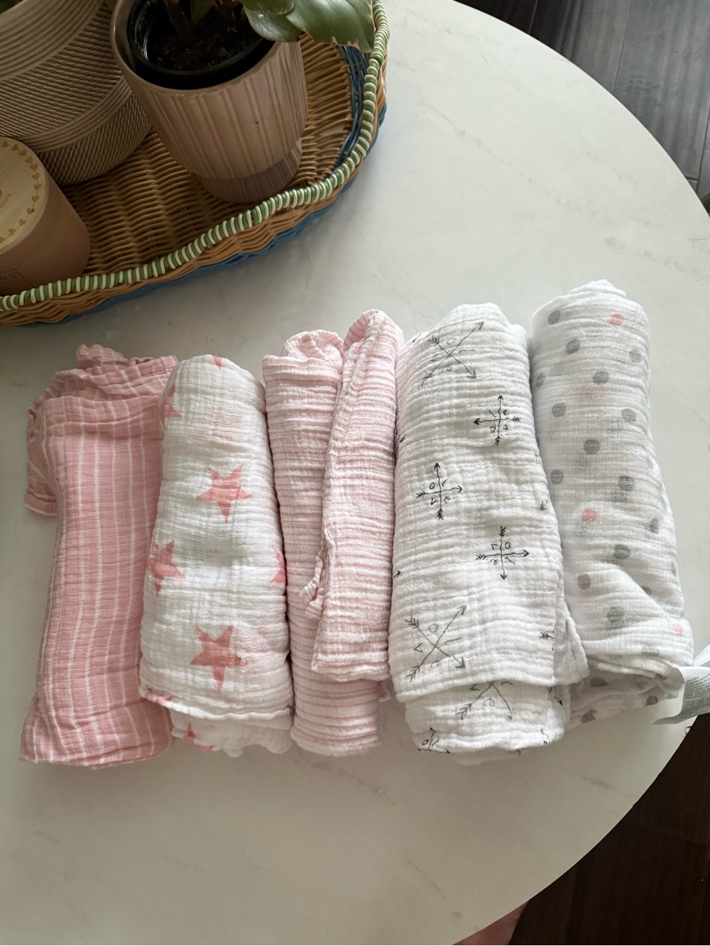 Aden & Anais Baby Girl Swaddle Set - Pink & White Star, Stripe, Dot Patterns